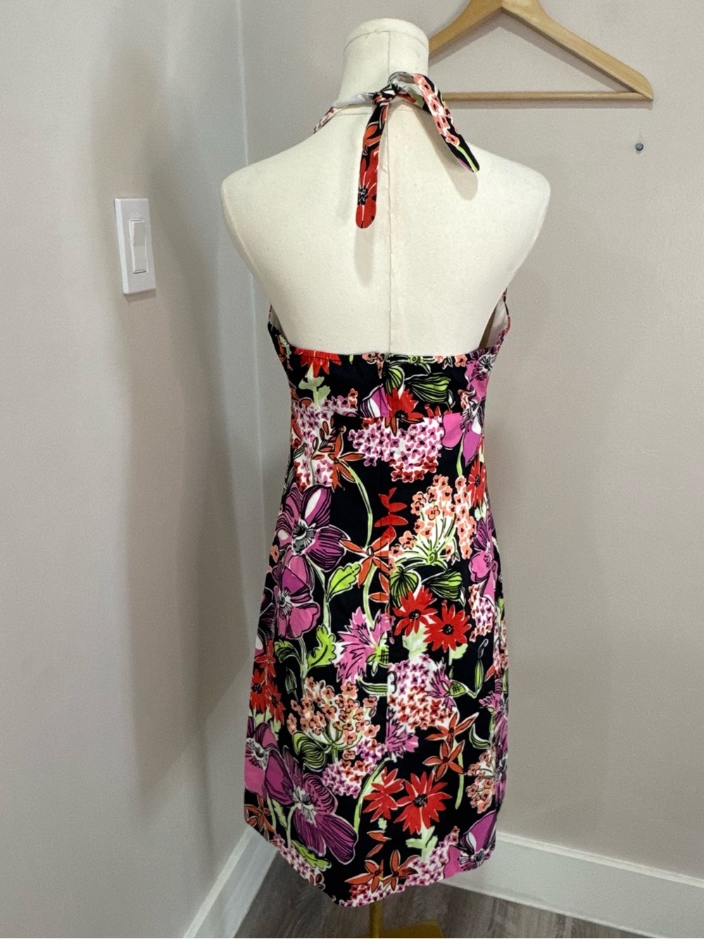 Vintage Lilly Pulitzer White Label Floral Dress Black Flower Market Size 10 - Picture 2 of 5
